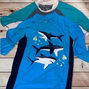 2 Rashguards Sz 6 EUC Carter’s Swimwear + flip flops